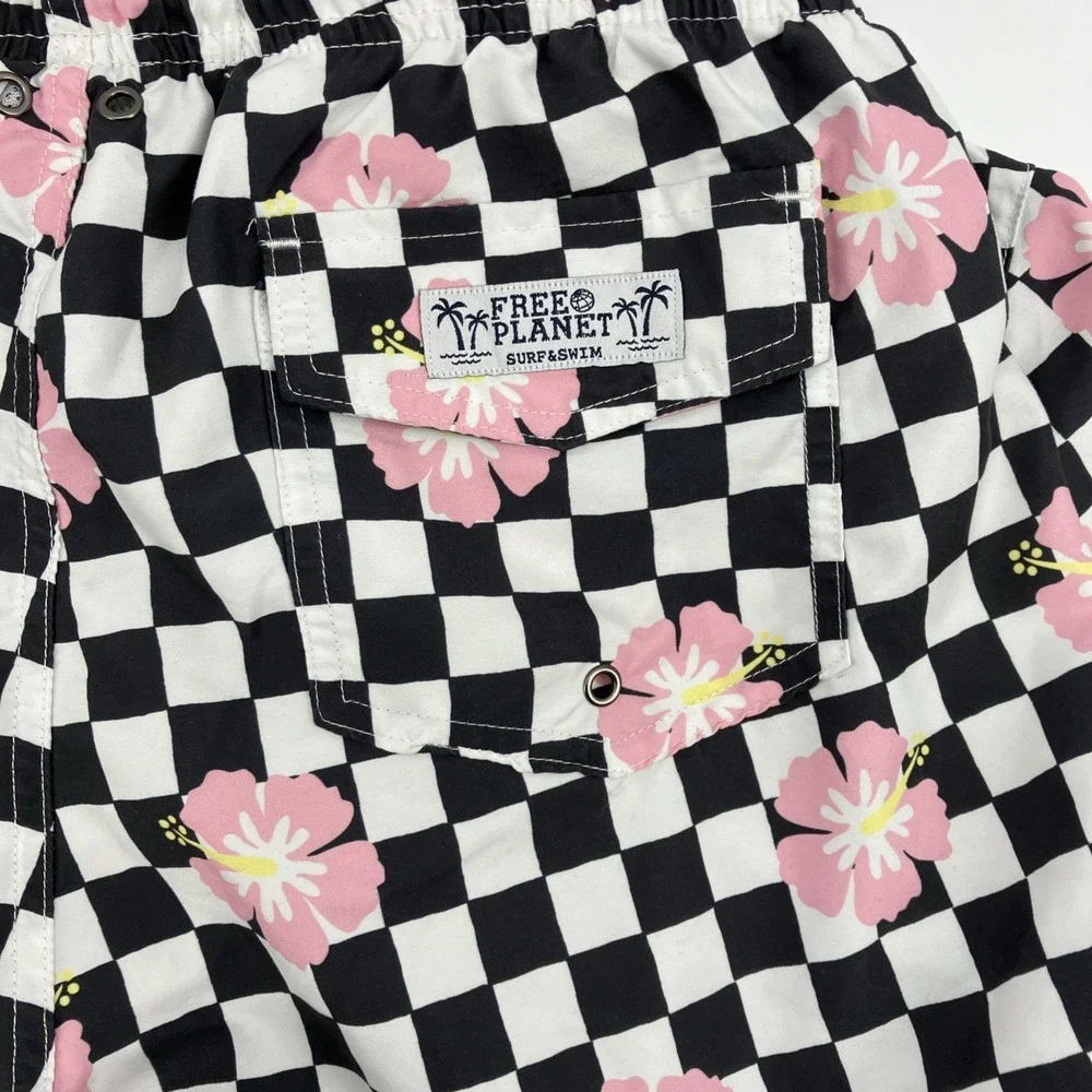 Free Planet Outfit Black Checkers And Flowers Two Piece Size Large Punk Y2K